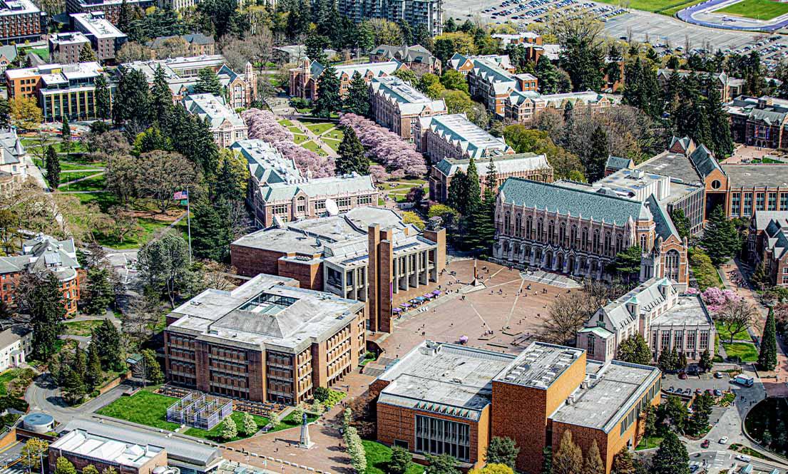 Aerial view of UW red square